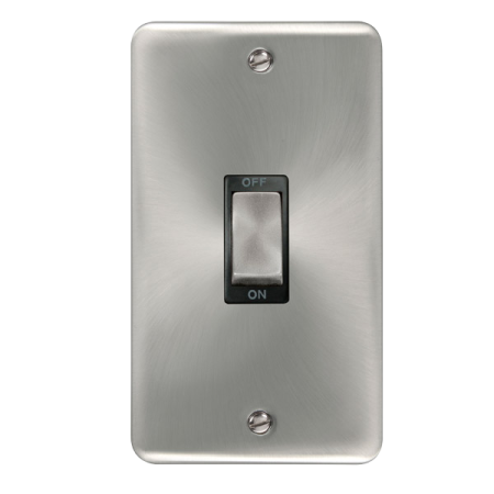 Click Deco Plus Satin Chrome 45A Ingot 2 Gang DP Switch Black Insert | DPSC502BK