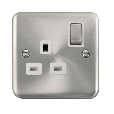 Click Deco Plus Satin Chrome 13A Single Socket White Insert DPSC535WH
