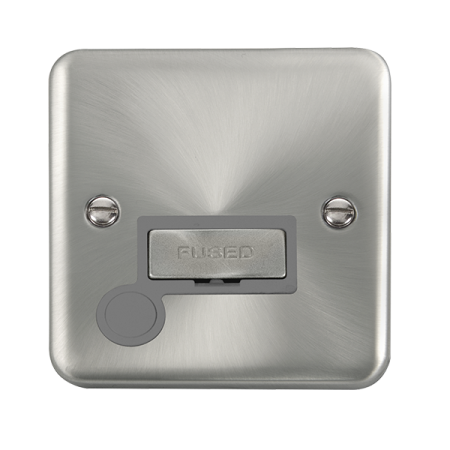 Click Deco Plus Satin Chrome Unswitched Spur & Flex Outlet Grey Insert | DPSC550GY