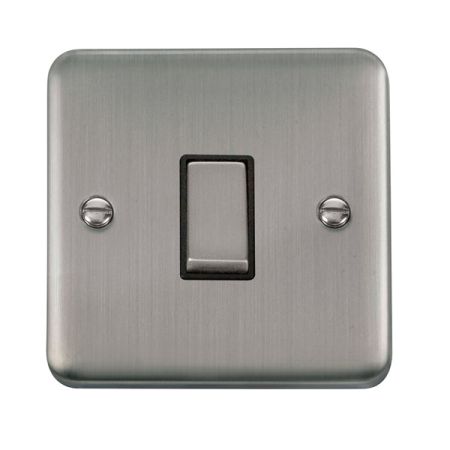 Click Deco Plus Satinless Steel 1 Gang Light Switch Black Insert DPSS411BK