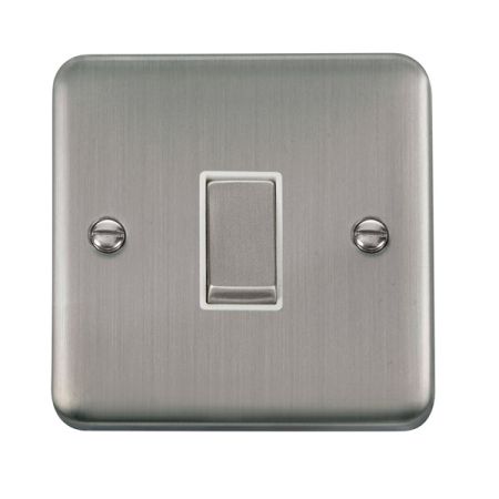 Click Deco Plus Satinless Steel 1 Gang Light Switch White Insert DPSS411WH