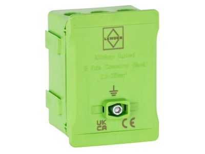 Lewden 5 Way Single Pole 100A 230V AC Distribution Terminal Blocks Green | DT1005GN