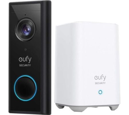 Eufy E82101W4 Video Doorbell 2K with HomeBase - Battery Powered Black