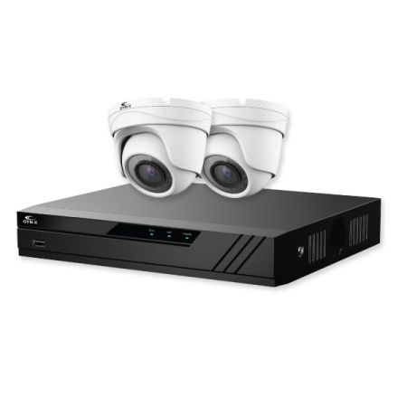 Qvis Eagle IP 4K CCTV Kit 4 CH 1TB NVR 2x 8MP Turret White Cameras | EAG-NVR-4-2TUR-8MP-1TB