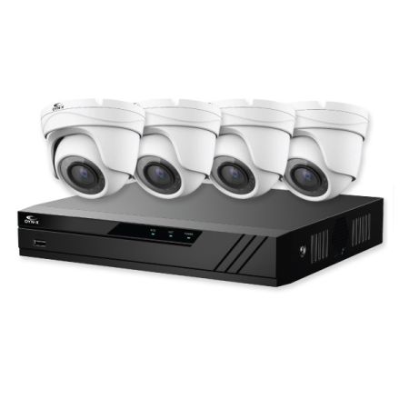 Qvis Eagle IP 4K CCTV Kit 8 CH 1TB NVR 4x 8MP Turret White Cameras | EAG-NVR-8-4TUR-8MP-1TB