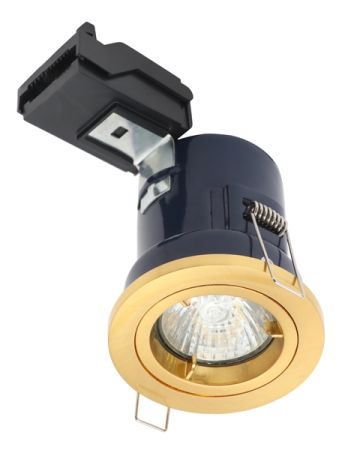 Electralite Yate IP20 Fire Rated GU10 Fixed Downlight Satin Brass | ELA-27465-SBRS