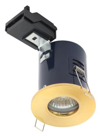 Electralite Yate IP65 Fire Rated GU10 Fixed Downlight Satin Brass | ELA-27467-SBRS