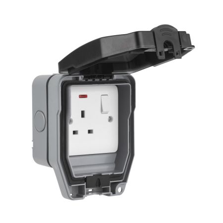 Elex Weatherguard IP66 ELEX/WP1GSS Single Switched Socket & Neon Indicator