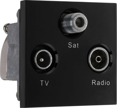 BG EMTVFMSATB Black 2 Module 1x IEC TV 1x IEC Female Radio 1x Satellite Euro Module Screened Outlet