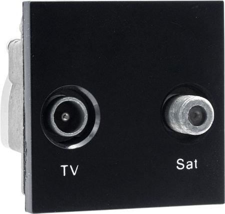 BG EMTVSATB Black 2 Module 1x IEC TV 1x Satellite Euro Module Screened Outlet