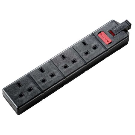 Masterplug Permaplug 4 Socket Heavy Duty 2M Extension Lead Black | EXS1342B