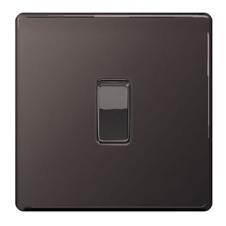 BG Nexus Flatplate Screwless Black Nickel Single 1 Gang 2 Way Light Switch | FBN12