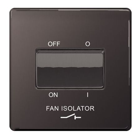 BG Nexus Screwless Black Nickel 3 Pole Fan Isolator Switch | FBN15