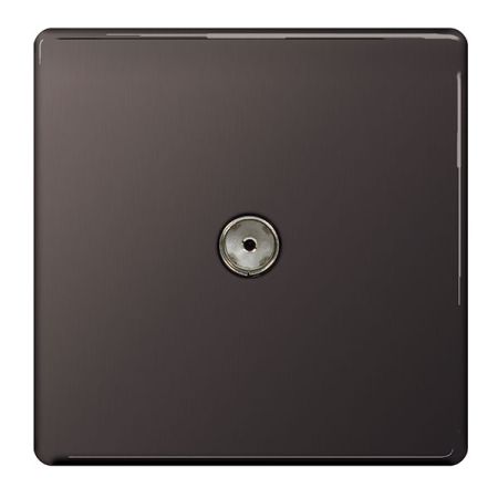 BG Nexus Screwless Black Nickel Steel 1 Gang Co-Axial Socket Outlet | FBN60