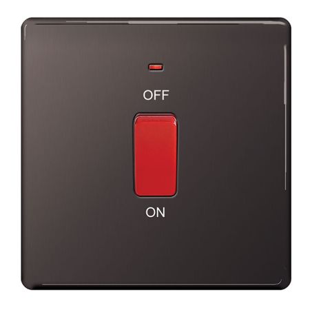 BG Nexus Screwless Black Nickel 45A Single Cooker Switch with Neon | FBN74