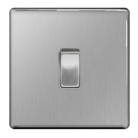 BG Nexus Flatplate Screwless Brushed Steel 10AX Intermediate Light Switch | FBS13