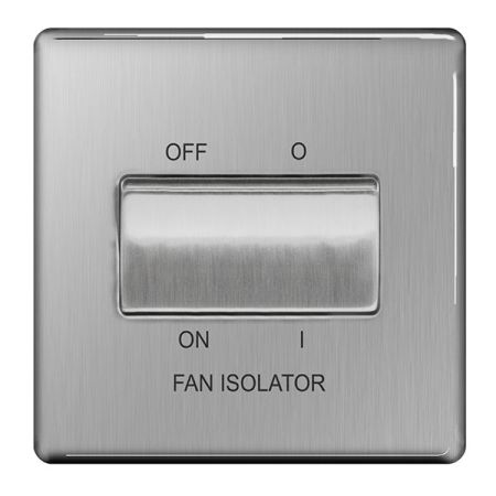 BG Nexus Flatplate Screwless Brushed Steel 3 Pole Fan Isolator Switch | FBS15