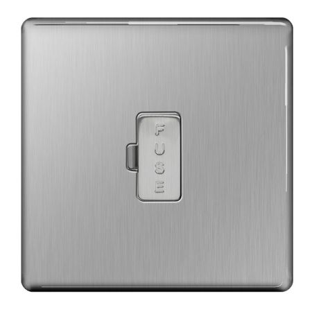 BG Nexus Flatplate Screwless Brushed Steel Unswitched 13 Fused Connection Unit | FBS54
