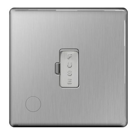 BG Nexus Flatplate Screwless Brushed Steel Unswitched 13 Fused Connection Unit & Flex Outlet | FBS55