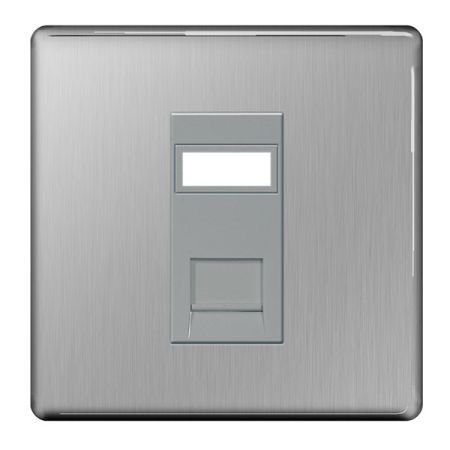 BG Nexus Screwless Brushed Steel Single RJ45 Data Socket | FBSRJ451
