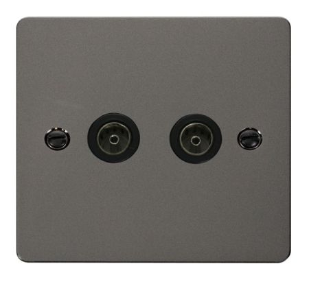 Click Define Black Nickel 2 Gang Coaxial Socket | FPBN066BK