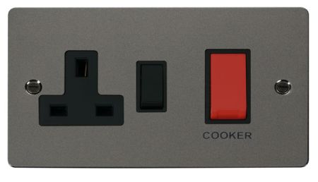 Click Define Black Nickel 2G 45A Cooker Switch & Socket | FPBN204BK