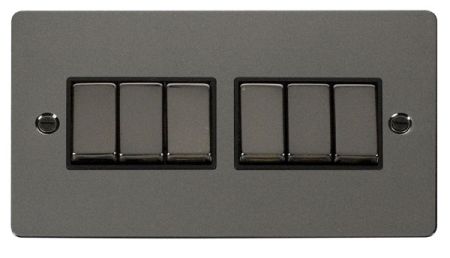 Click Define Black Nickel 6 Gang 2 Way Switch | FPBN416BK