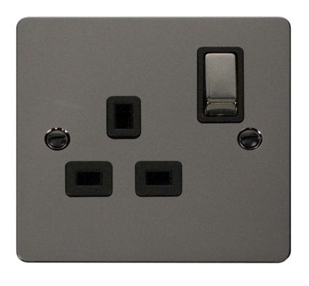 Click Define Black Nickel 13A Single Switched Socket | FPBN535BK