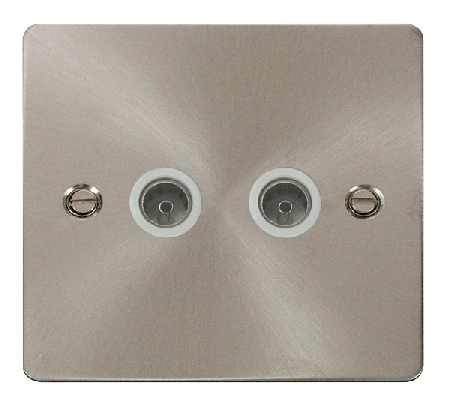 Click Define Brushed Steel Non-Isolated Twin Coaxial Socket FPBS066WH