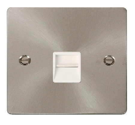 Click Define Brushed Steel Secondary Telephone Point FPBS125WH