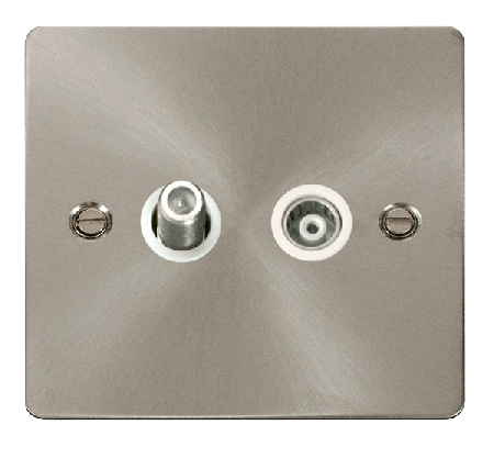 Click Define Brushed Steel Isolated Sat & Coax Point FPBS157WH