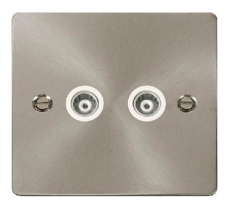 Click Define Brushed Steel Twin Isolated Coaxial Point FPBS159WH