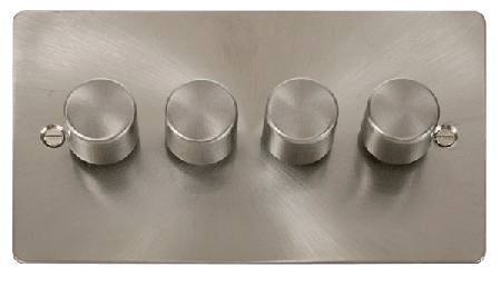 Click Define Brushed Steel 4 Gang 2 Way 100W LED Dimmer Switch FPBS164