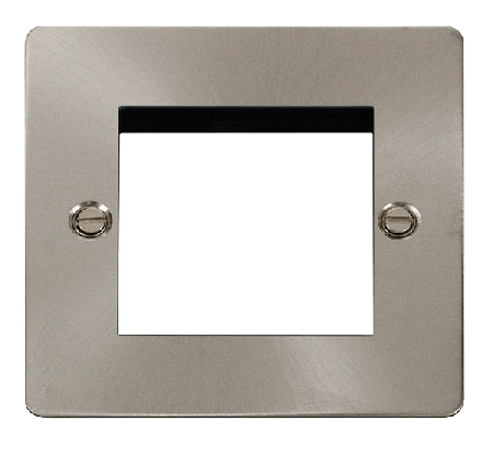 Click Define Brushed Steel New Media Twin Aperture Plate FPBS311