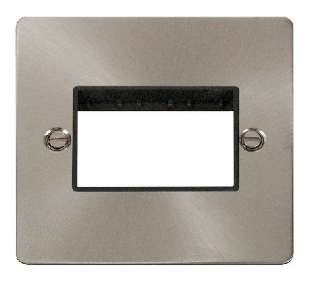 Click Define Brushed Steel Single Plate 3 Gang Aperture FPBS403BK