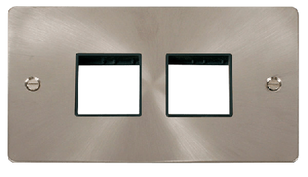 Click Define Brushed Steel Double Plate 4 Gang Aper FPBS404BK