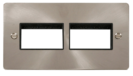 Click Define Brushed Steel Double Plate 6 Gang Aperture FPBS406BK