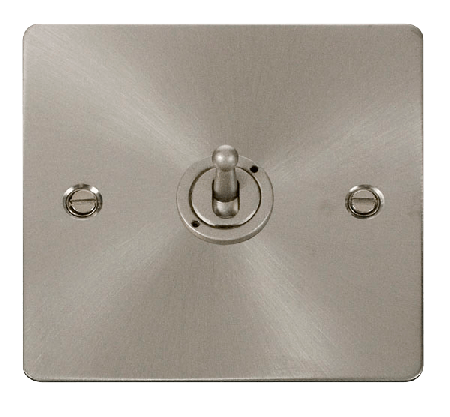 Click Define Brushed Steel 1 Gang 2 Way Toggle Switch FPBS421