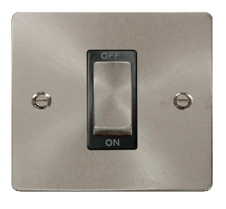 Click Define Brushed Steel 1G 45A Double Pole Switch FPBS500BK
