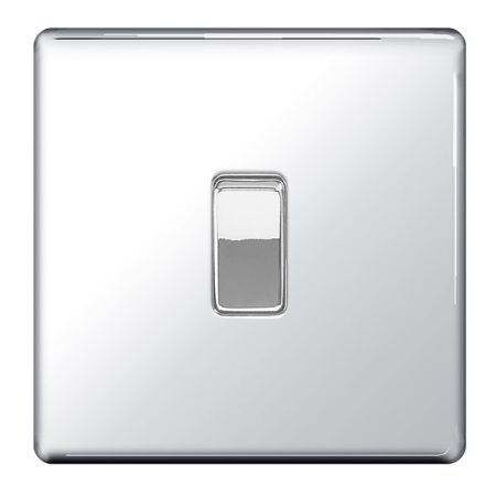 BG Nexus Flatplate Screwless Polished Chrome Single 1 Gang 2 Way Light Switch | FPC12