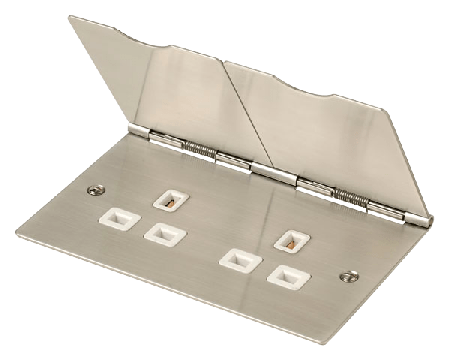 Click Essentials Stainless Steel 13A 2 Gang Floor Socket | FS032SS