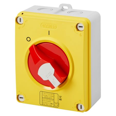 Gewiss 32A 4 Pole Emergency Rotary Isolator Switch IP66/67/69 | GW70436P