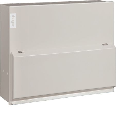 Hager Design 10 Metal 6 Way Consumer Unit & 100A Switch Incomer VML106