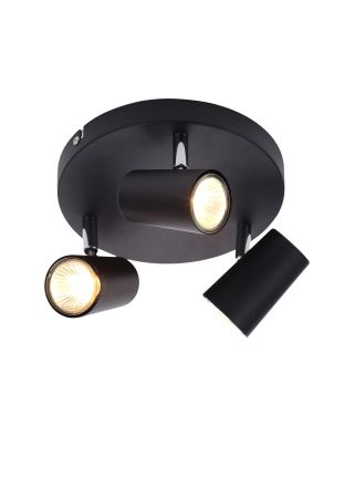 Inlight Harvey 3 Light GU10 Spotlight Plate Black | INL-31776-BLK