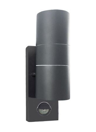 Hispec Up and Down Wall Light with PIR Sensor Anthracite Grey Finish HSLEDUL/PIR/GRY