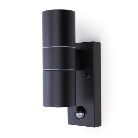 Hispec Up and Down Wall Light with PIR Sensor Black | HSLEDUL/PIR/BLK