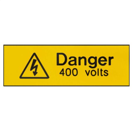 Industrial Signs Danger 400V 75 x 25mm Rigid Engraved Traffolyte Label | IS1205EN