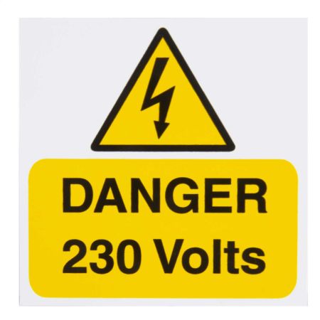 Industrial Signs Danger 230V 75 x 75mm Self Adhesive Label | IS1705RP