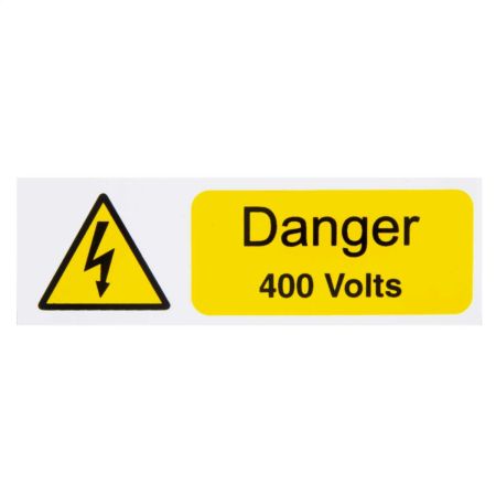 Industrial Signs Danger 400V 75 x 25mm Rigid PVC Self-Adhesive Lables | IS2605RP