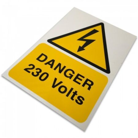 Industrial Signs Danger 230V 150 x 225mm Rigid PVC Self Adhesive Label | IS4901RP